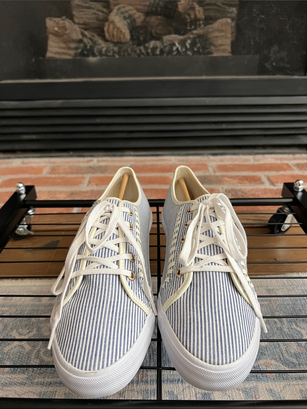 Jack Rogers Men's Blue & White Striped Canvas Sneakers